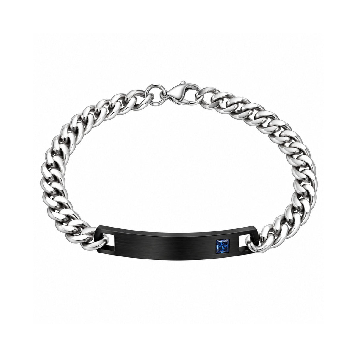 THE MEN THING Steel Bracelets COBALT LINK - 7mm Pure Stainless Steel  Bracelet with Lobster Claw Buckle for Men & Boys (9 inch )