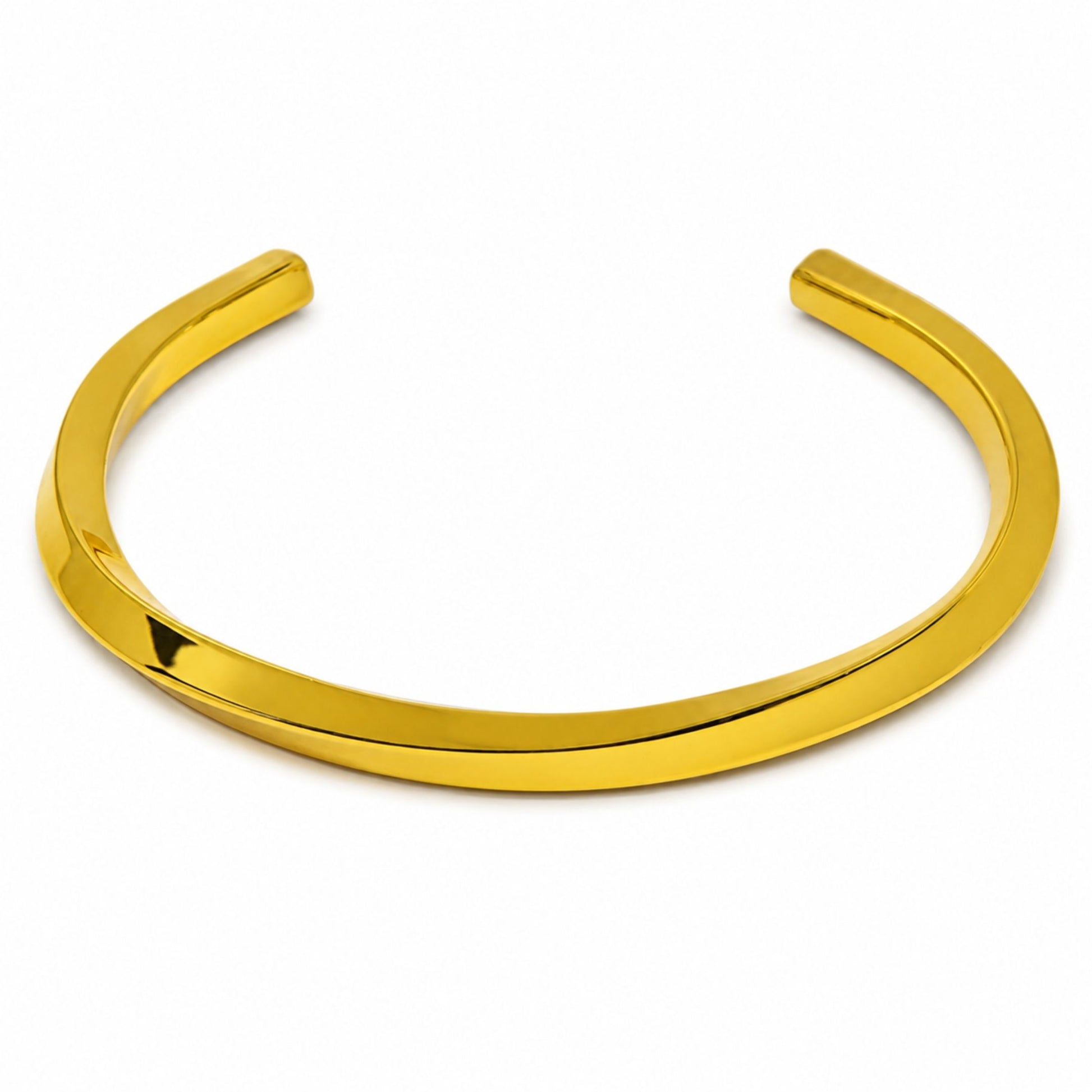 THE MEN THING Steel Bracelets COBRA CURVE GOLD - Stainless Steel Open Bangle Bracelet, Gold Color (Adjustable) for Men & Boys