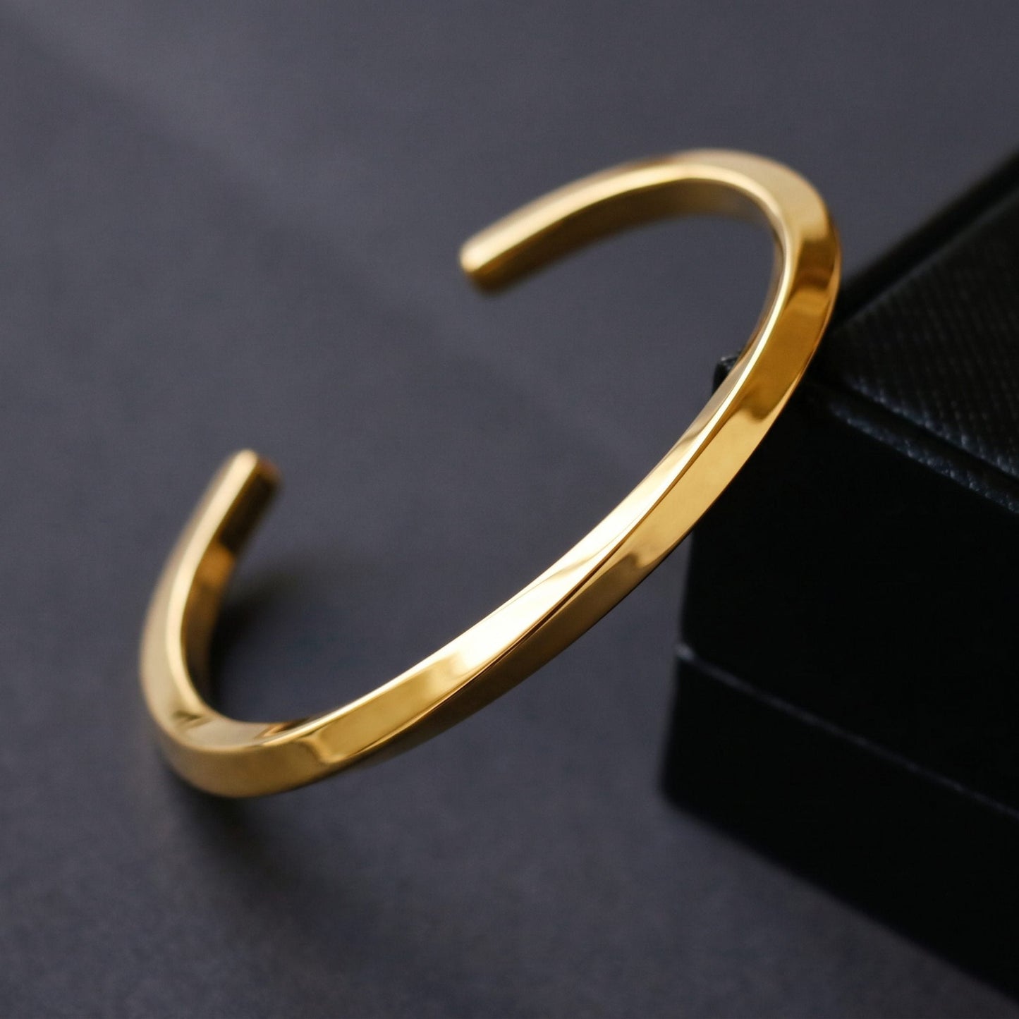 THE MEN THING Steel Bracelets COBRA CURVE GOLD - Stainless Steel Open Bangle Bracelet, Gold Color (Adjustable) for Men & Boys