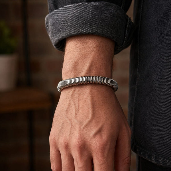COIL CORE - 8mm Titanium Steel Bracelet with Lobster Clasp for Men & Boy 7 inch