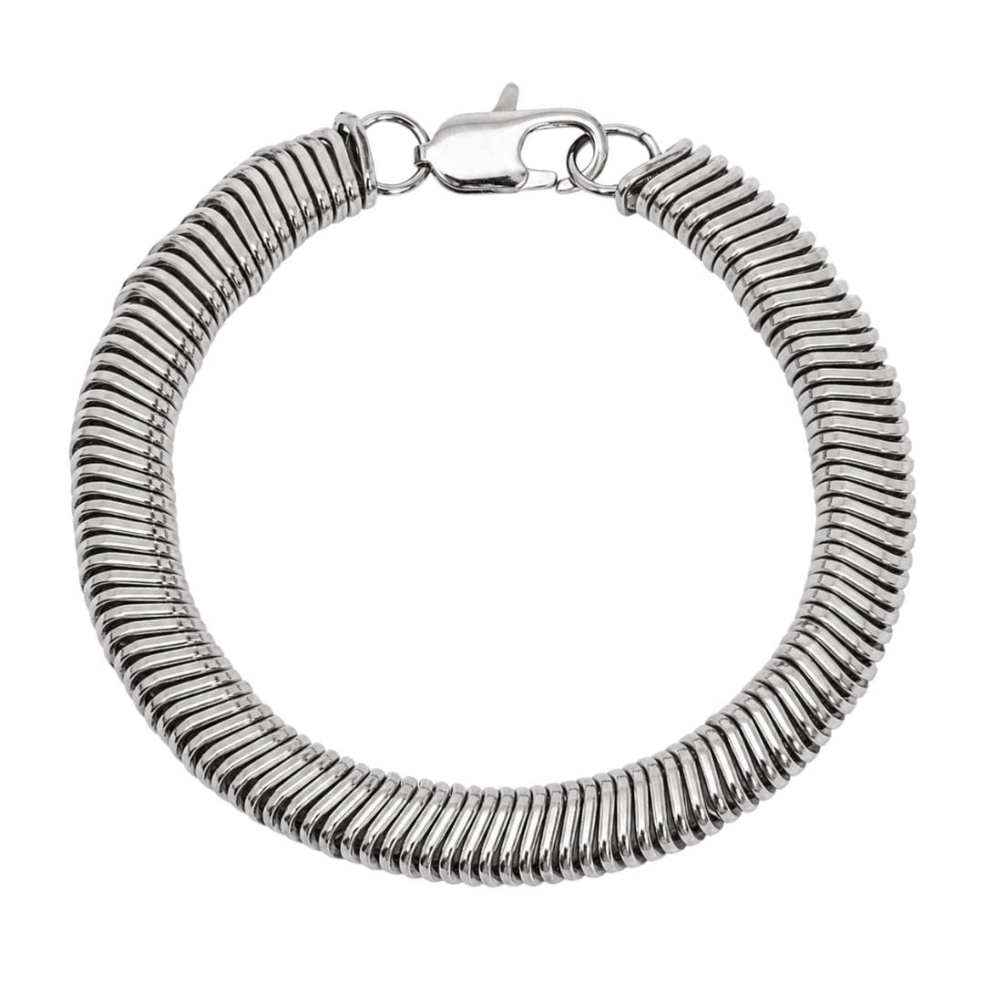 THE MEN THING Steel Bracelets COIL CORE - 8mm Titanium Steel Bracelet with Lobster Clasp for Men & Boy 7 inch