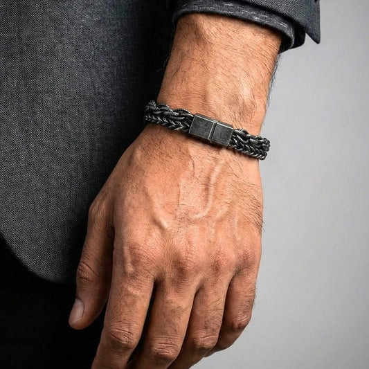 THE MEN THING Steel Bracelets COLOSSUS - 13mm Pure Titanium Steel Bracelet, Bracelet with hook buckle for Men & Boy (8inch)