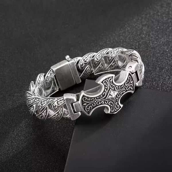 CRUCIFIX - 18mm Pure Titanium Steel Bracelet, Bracelet with hook buckle for Men & Boy (8inch)