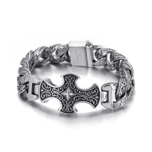 CRUCIFIX - 18mm Pure Titanium Steel Bracelet, Bracelet with hook buckle for Men & Boy (8inch)