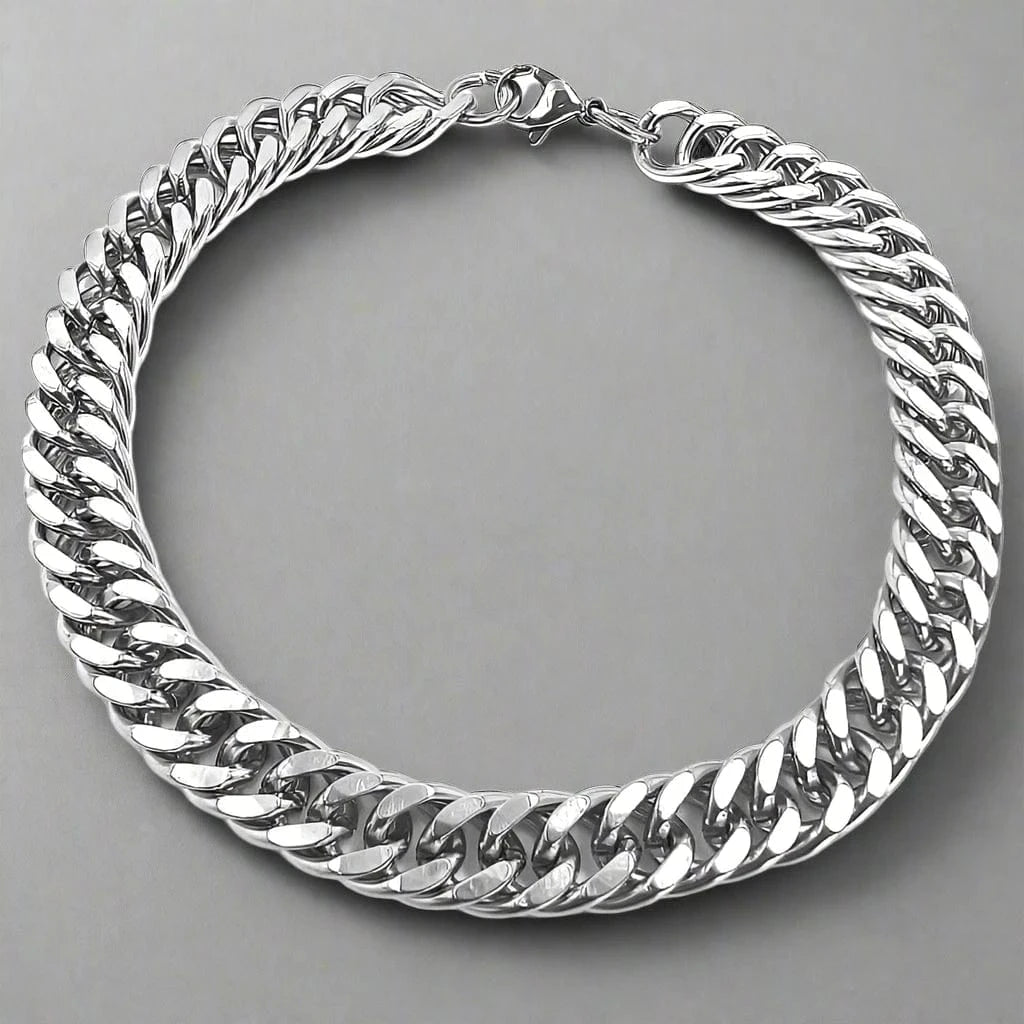 THE MEN THING Steel Bracelets CUBON LINK FIGARO -  Pure Stainless Steel Bracelet, American trending Style -Double rope for Men & Boy (10mm)