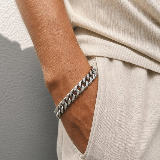 THE MEN THING Steel Bracelets CUBON LINK FIGARO -  Pure Stainless Steel Bracelet, American trending Style -Double rope for Men & Boy (8-9-10 Inch)