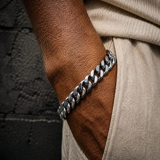 THE MEN THING Steel Bracelets CUBON LINK FIGARO -  Pure Stainless Steel Bracelet, American trending Style -Double rope for Men & Boy (8-9-10 Inch)