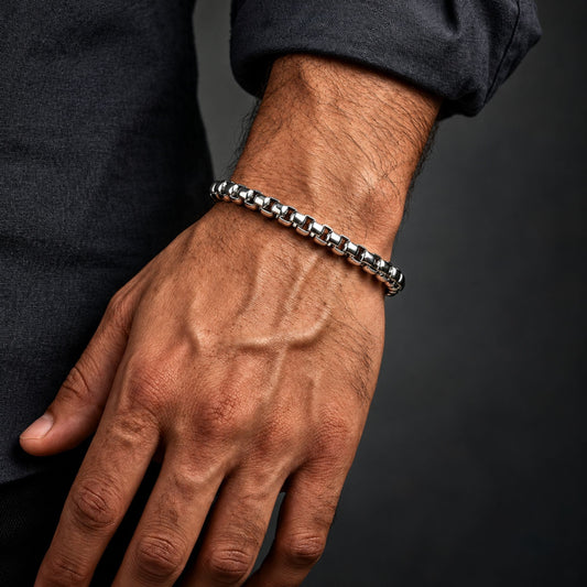 THE MEN THING Steel Bracelets CURVELET - 5mm Titanium Steel Bracelet American trending Style, 8 and 9 inch for Men & Boys