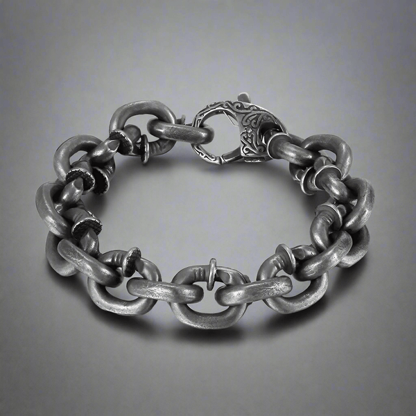 డార్క్‌చెయిన్ - 15 మిమీ స్వచ్ఛమైన టైటానియం స్టీల్ బ్రాస్‌లెట్, పురుషులు & అబ్బాయిల కోసం హుక్ బకిల్‌తో కూడిన బ్రాస్‌లెట్ (8 అంగుళాలు)