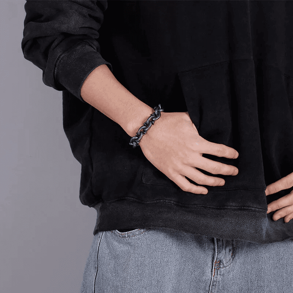 డార్క్‌చెయిన్ - 15 మిమీ స్వచ్ఛమైన టైటానియం స్టీల్ బ్రాస్‌లెట్, పురుషులు & అబ్బాయిల కోసం హుక్ బకిల్‌తో కూడిన బ్రాస్‌లెట్ (8 అంగుళాలు)