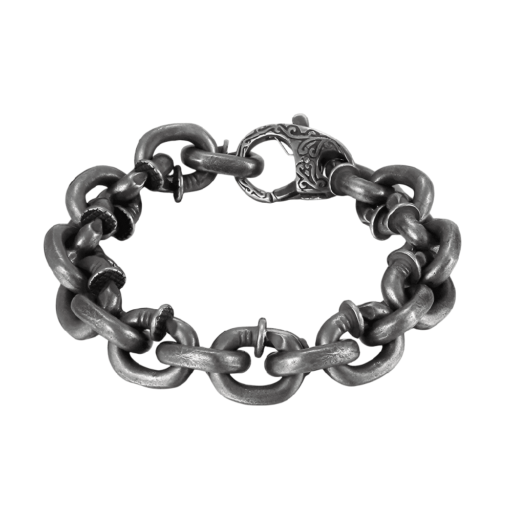 THE MEN THING Steel Bracelets DARKCHAIN - 15mm Pure Titanium Steel Bracelet,  Bracelet with hook buckle for Men & Boy (8inch)