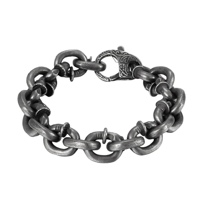 THE MEN THING Steel Bracelets DARKCHAIN - 15mm Pure Titanium Steel Bracelet,  Bracelet with hook buckle for Men & Boy (8inch)