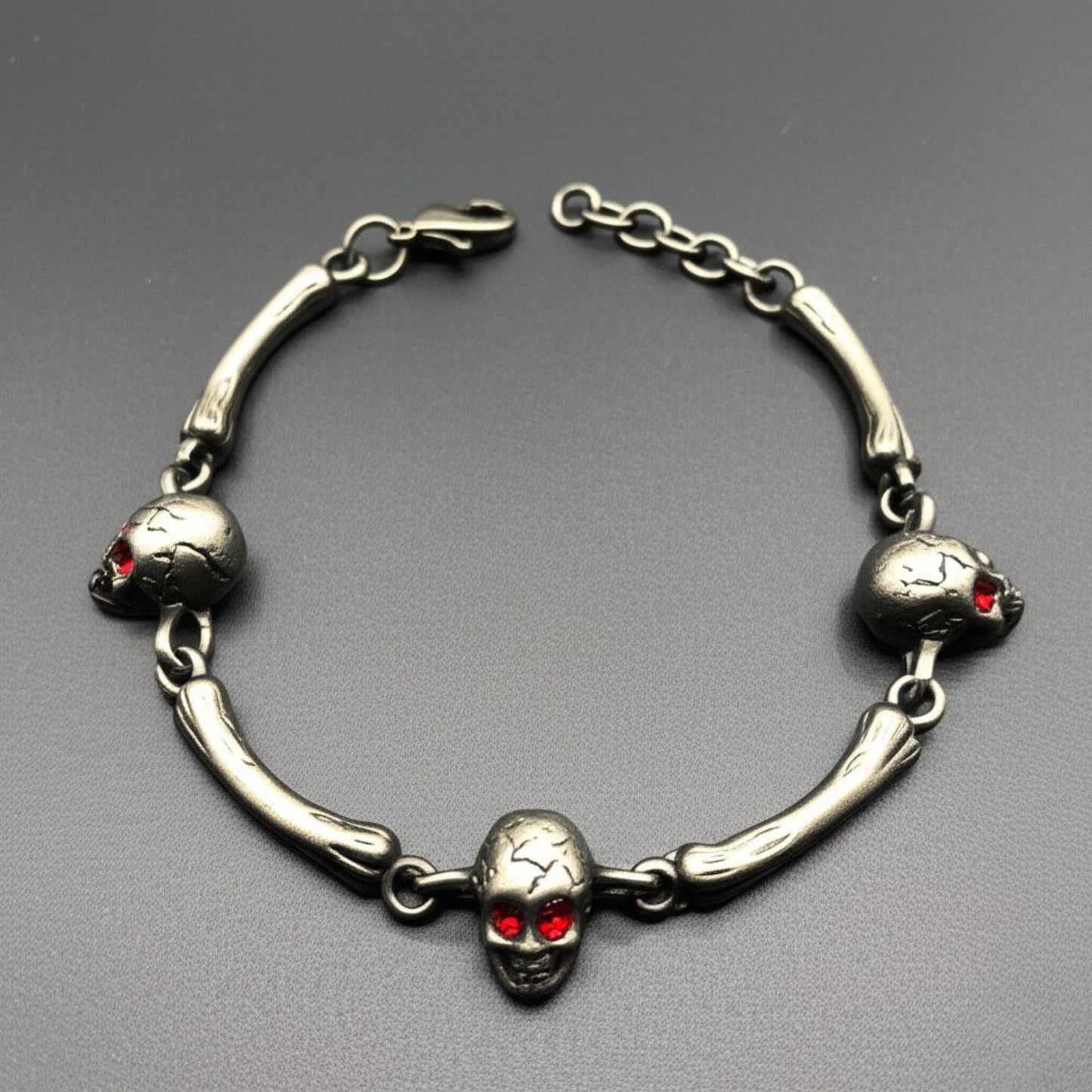 THE MEN THING Steel Bracelets DARKCOIL SKULL - Pure Stainless Steel Bracelet with C Hook Clasps for Men & Boy (8 inch)