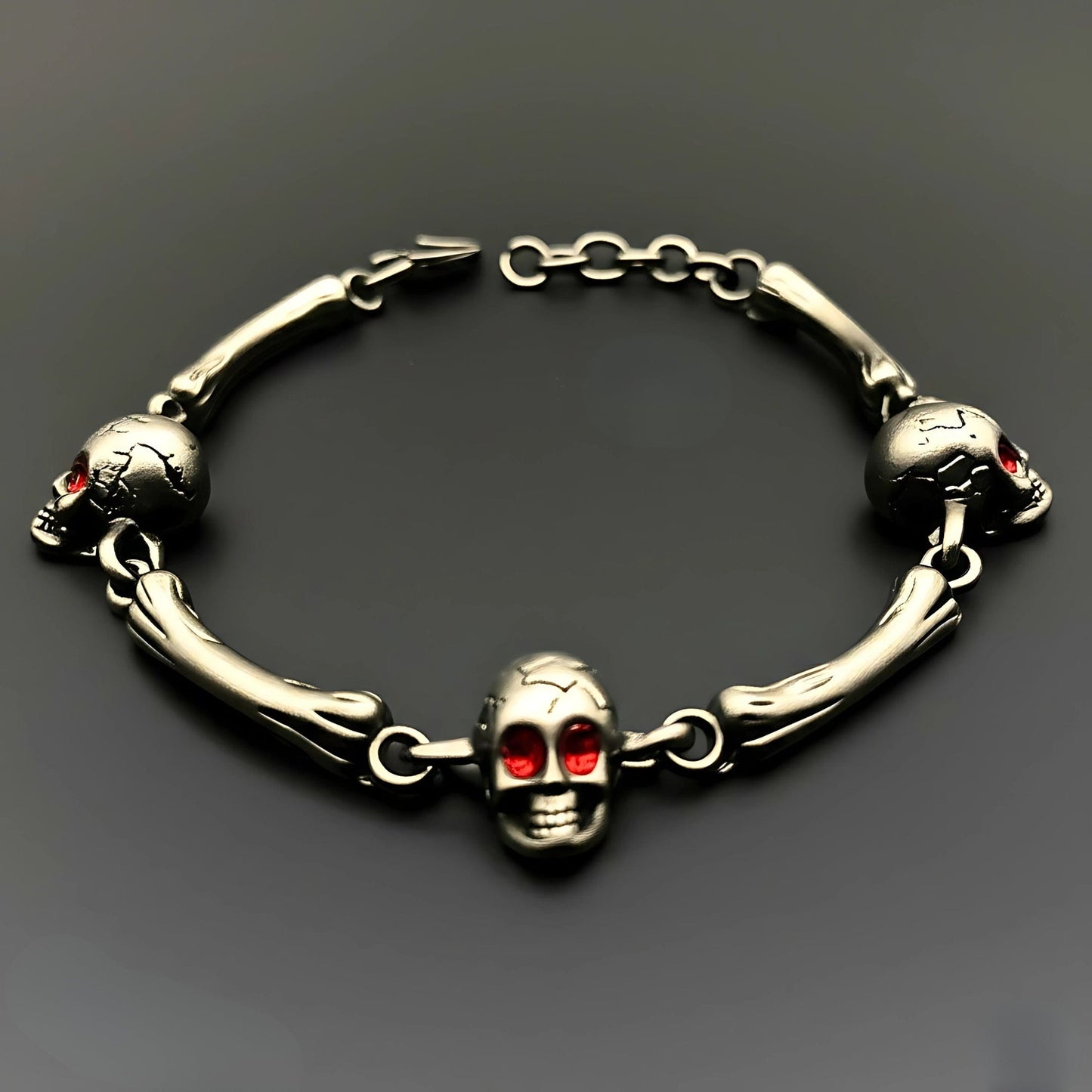 THE MEN THING Steel Bracelets DARKCOIL SKULL - Pure Stainless Steel Bracelet with C Hook Clasps for Men & Boy (8 inch)