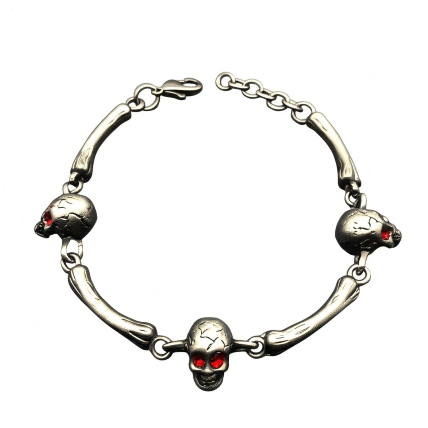 THE MEN THING Steel Bracelets DARKCOIL SKULL - Pure Stainless Steel Bracelet with C Hook Clasps for Men & Boy (8 inch)