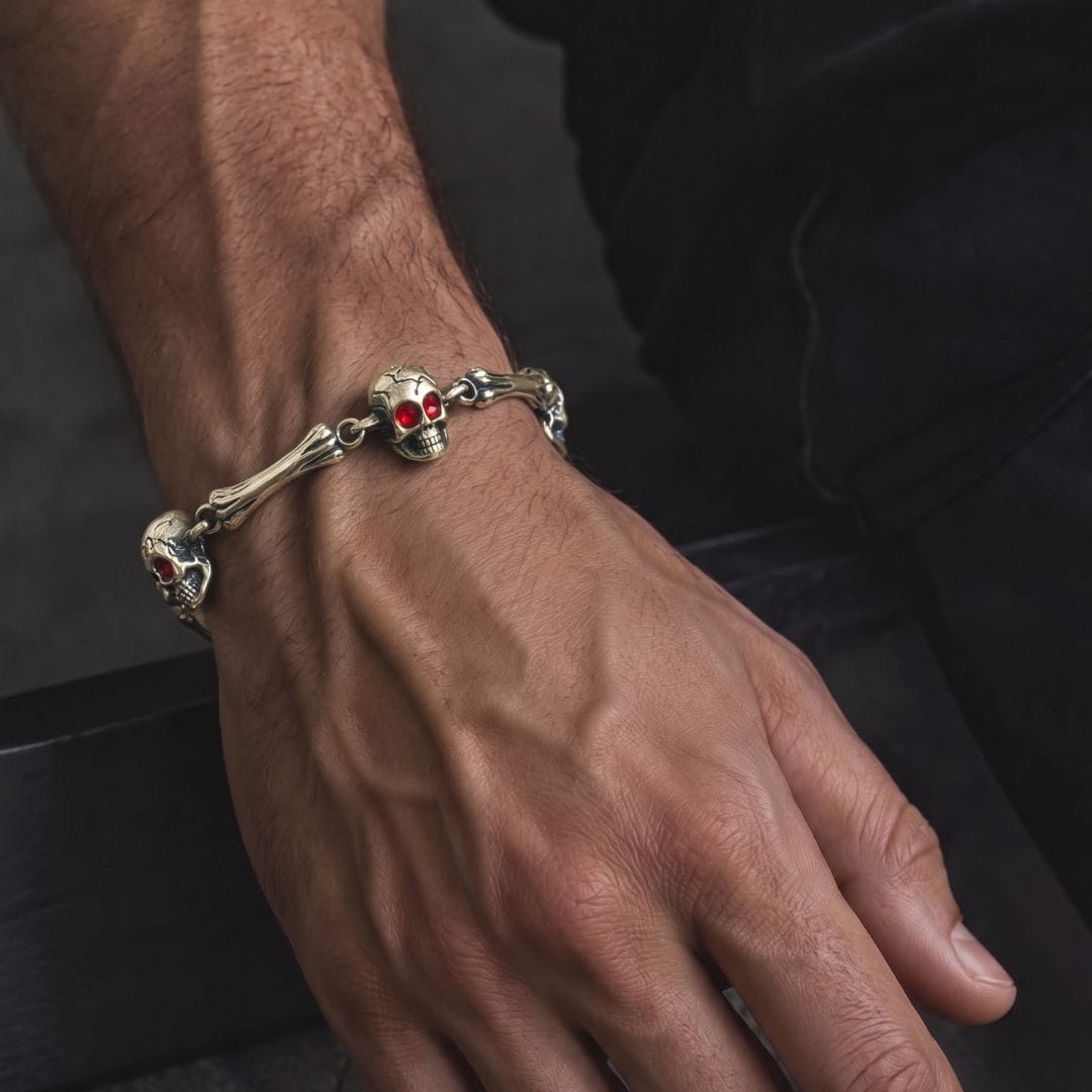 THE MEN THING Steel Bracelets DARKCOIL SKULL - Pure Stainless Steel Bracelet with Lobster Clasp for Men & Boy (8inch)
