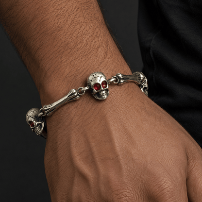 THE MEN THING Steel Bracelets DARKCOIL SKULL - Pure Stainless Steel Bracelet with Lobster Clasp for Men & Boy (8inch)