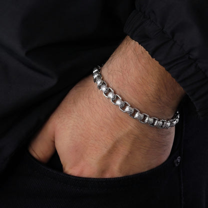 THE MEN THING Steel Bracelets DOMINEERING - Stainless Steel Bracelet, European trending Style  for Men & Boy (7mm - 7-8-9 inch)