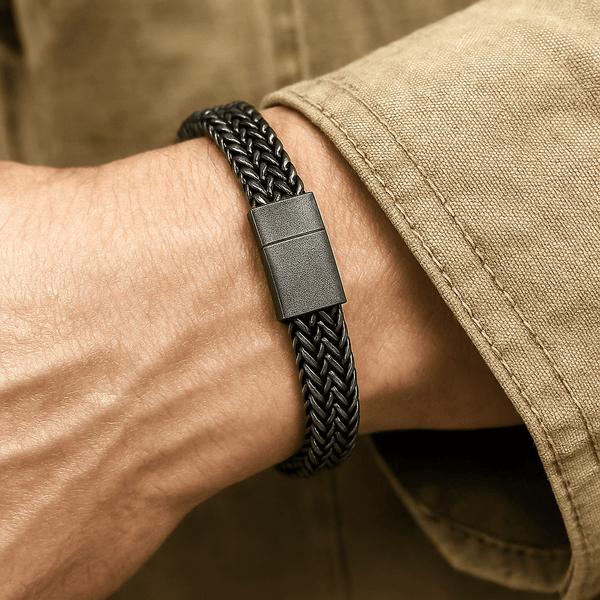 डबल फ्रेंको लिंक - 12 मिमी शुद्ध टाइटेनियम स्टील ब्रेसलेट, बाइकर पंक स्टाइल ब्रेसलेट पुरुषों और लड़कों के लिए (8 इंच)