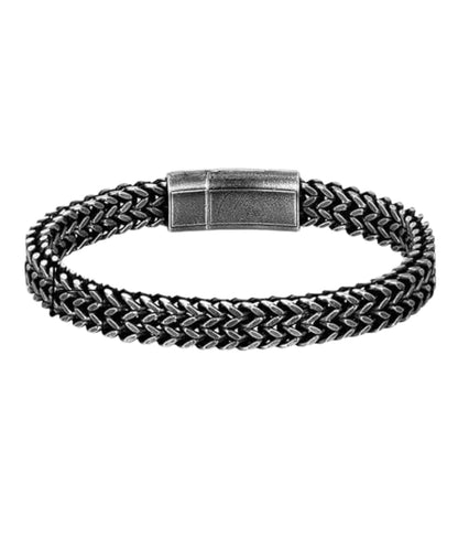 THE MEN THING Steel Bracelets DOUBLE FRANCO LINK -  12mm Pure Titanium Steel Bracelet, Biker Punk Style Bracelet for Men & Boy (8 inch)