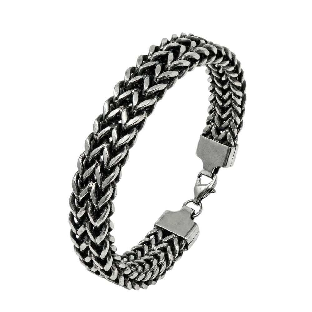 THE MEN THING Steel Bracelets DOUBLE IRON LINK - 12mm Pure Titanium Steel Bracelet for Men & Boy (9 inch)