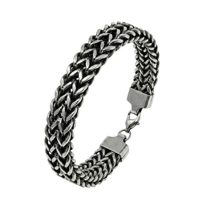 THE MEN THING Steel Bracelets DOUBLE IRON LINK - 12mm Pure Titanium Steel Bracelet for Men & Boy (9 inch)