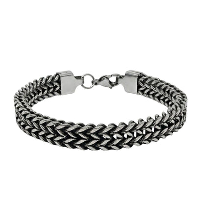 THE MEN THING Steel Bracelets DOUBLE IRON LINK - 12mm Pure Titanium Steel Bracelet for Men & Boy (9 inch)