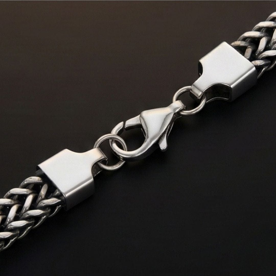 THE MEN THING Steel Bracelets DOUBLE IRON LINK - 12mm Pure Titanium Steel Bracelet for Men & Boy (9 inch)