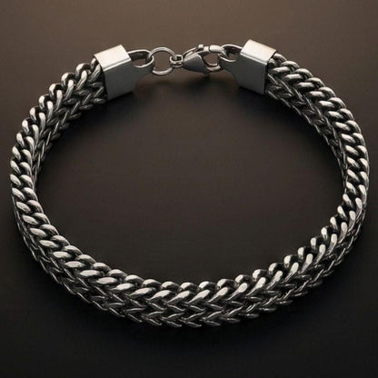 THE MEN THING Steel Bracelets DOUBLE IRON LINK - 12mm Pure Titanium Steel Bracelet for Men & Boy (9 inch)