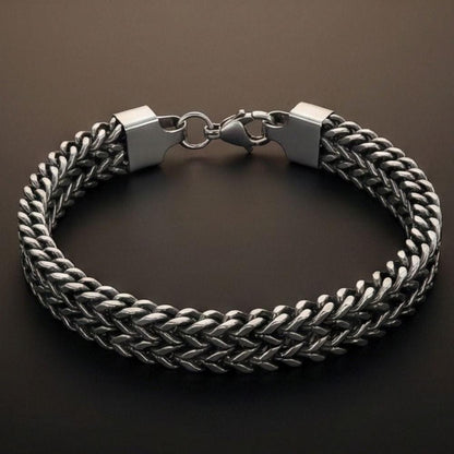 THE MEN THING Steel Bracelets DOUBLE IRON LINK - 12mm Pure Titanium Steel Bracelet for Men & Boy (9 inch)