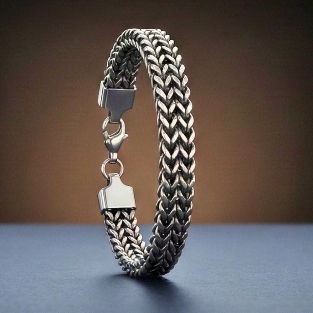 THE MEN THING Steel Bracelets DOUBLE IRON LINK - 12mm Pure Titanium Steel Bracelet for Men & Boy (9 inch)
