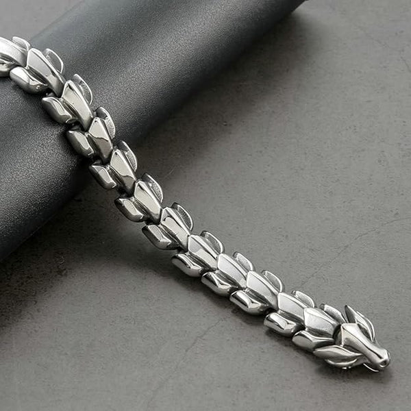 DRACO - 15mm Pure Titanium Steel Bracelet, Bracelet with hook buckle for Men & Boy (8inch)