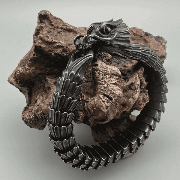 ड्रैगन स्केल - 13 मिमी शुद्ध टाइटेनियम स्टील ब्रेसलेट, पुरुषों और लड़कों के लिए काला प्लेटेड एंटीक मैट फ़िनिश ब्रेसलेट (8 इंच)