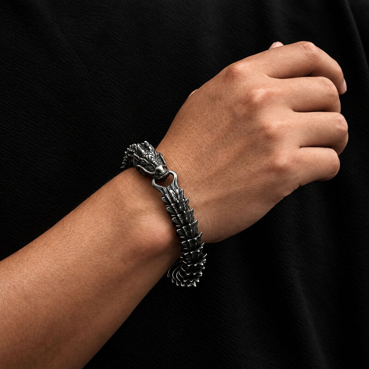 THE MEN THING Steel Bracelets DRAKE - 14mm Pure Titanium Steel Bracelet, Bracelet with hook buckle for Men & Boy (8inch)