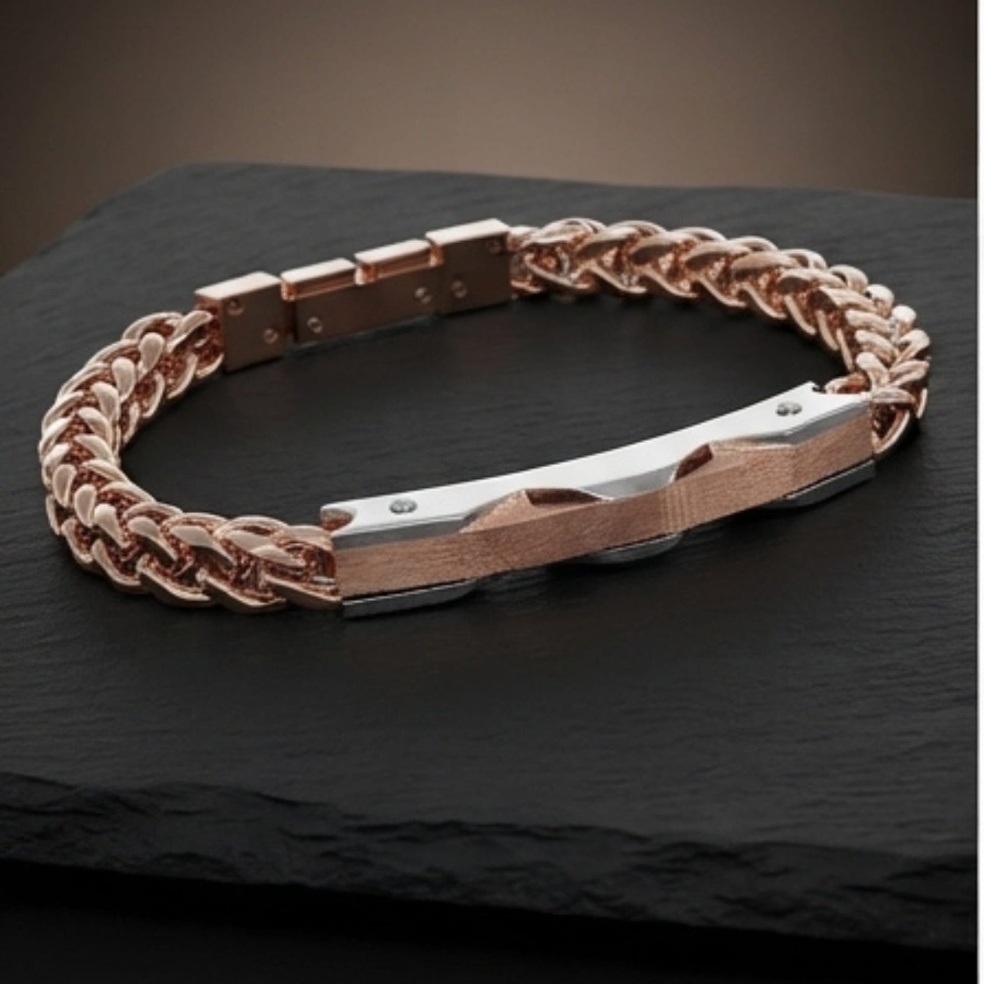 THE MEN THING Steel Bracelets DUAL EDGE - 6mm Pure Titanium Steel Bracelet with Snap-lock Clasp for Men & Boy (8.5 inch)