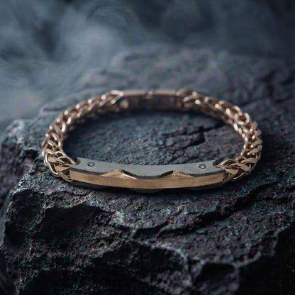 THE MEN THING Steel Bracelets DUAL EDGE - 6mm Pure Titanium Steel Bracelet with Snap-lock Clasp for Men & Boy (8.5 inch)