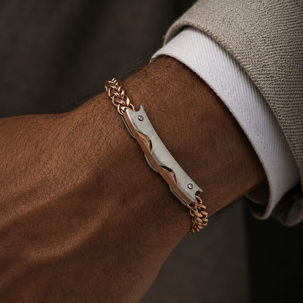 DUAL EDGE - 6mm Pure Titanium Steel Bracelet with Snap-lock Clasp for Men & Boy (8.5 inch)
