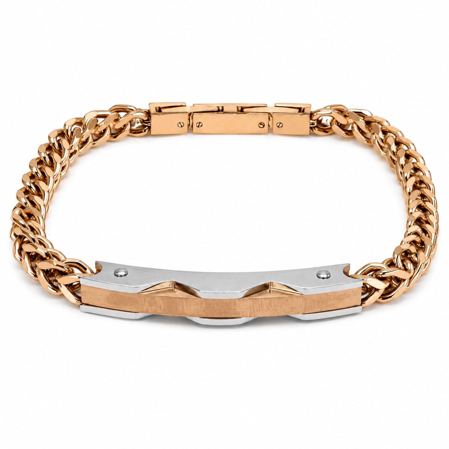 THE MEN THING Steel Bracelets DUAL EDGE - 6mm Pure Titanium Steel Bracelet with Snap-lock Clasp for Men & Boy (8.5 inch)