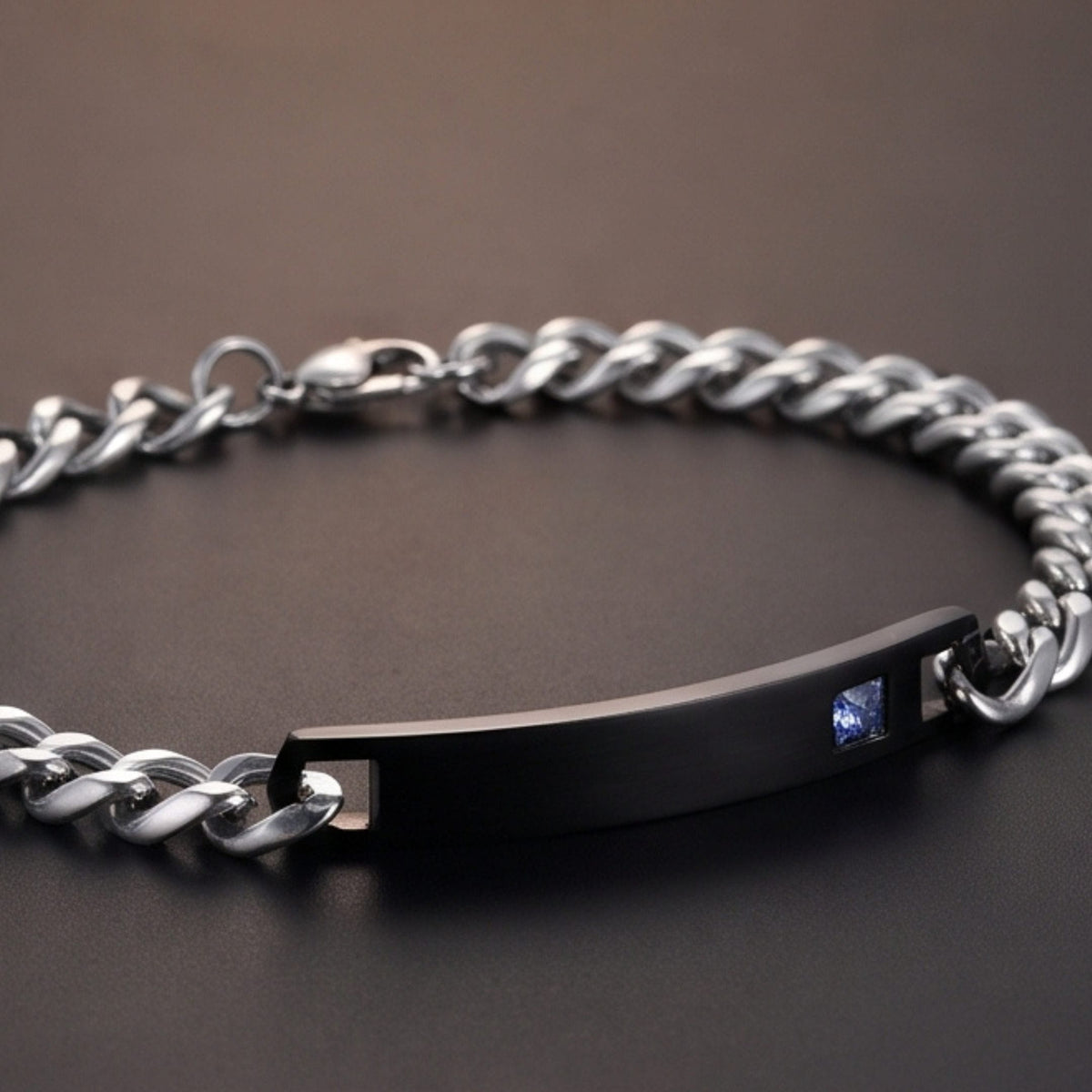 THE MEN THING Steel Bracelets ENGRAVED - COBALT LINK - 7mm Pure Stainless Steel  Bracelet with Lobster Claw Buckle for Men & Boys (9 inch )