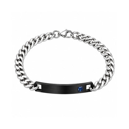THE MEN THING Steel Bracelets ENGRAVED - COBALT LINK - 7mm Pure Stainless Steel  Bracelet with Lobster Claw Buckle for Men & Boys (9 inch )