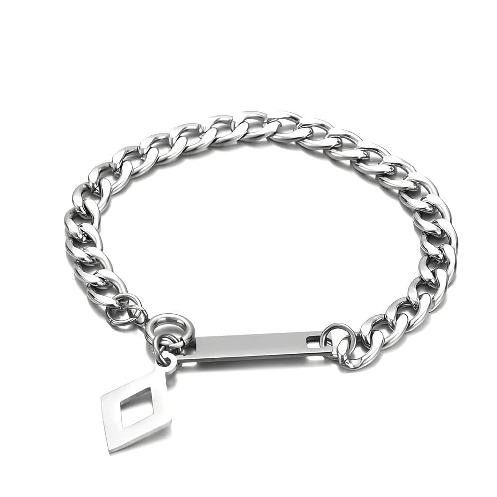 THE MEN THING Steel Bracelets ENGRAVED - GEOMETRA - 8inch Pure Stainless Steel Bracelet, American trending Style for Men & Boy