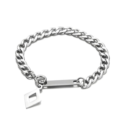 THE MEN THING Steel Bracelets ENGRAVED - GEOMETRA - 8inch Pure Stainless Steel Bracelet, American trending Style for Men & Boy