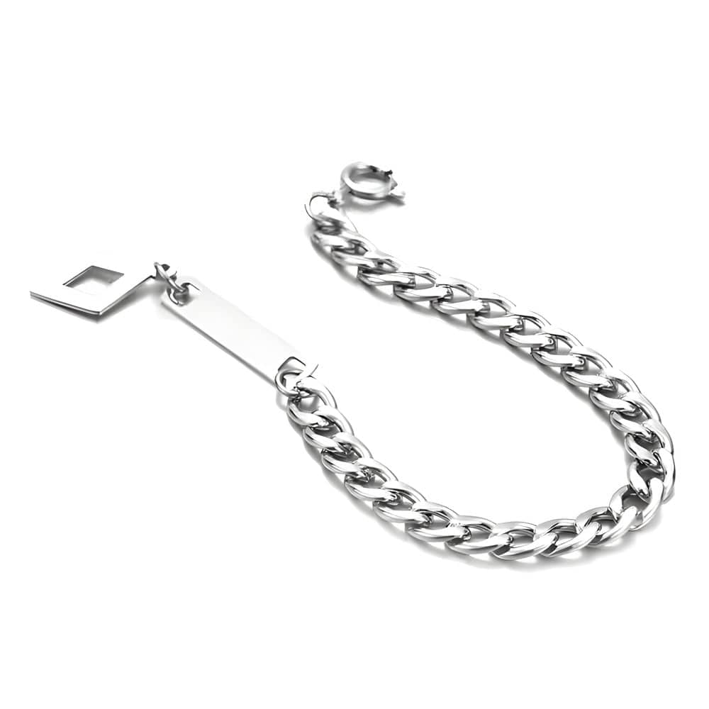THE MEN THING Steel Bracelets ENGRAVED - GEOMETRA - 8inch Pure Stainless Steel Bracelet, American trending Style for Men & Boy
