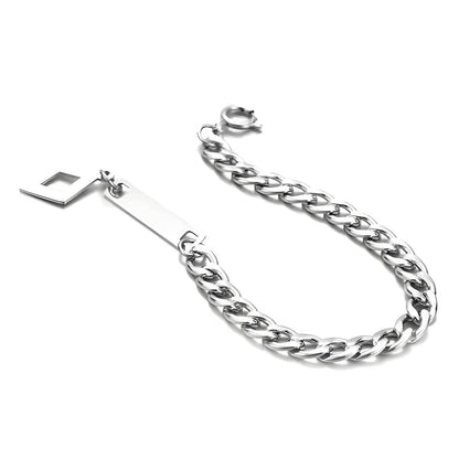 THE MEN THING Steel Bracelets ENGRAVED - GEOMETRA - 8inch Pure Stainless Steel Bracelet, American trending Style for Men & Boy