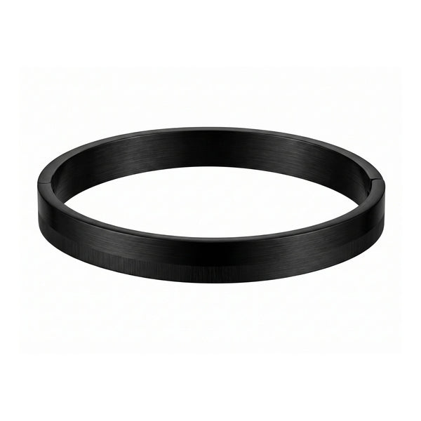 ENGRAVED - NIGHTLINE BLACK - Pure Stainless Steel Bangle Bracelet (Adjustable) for Men & Boys, Color: Black