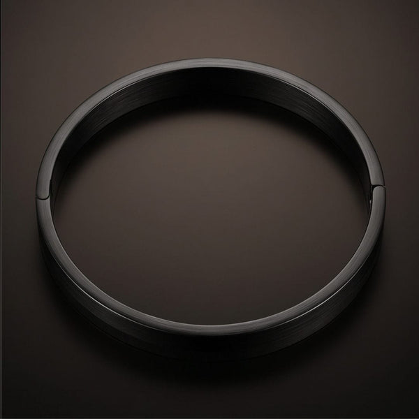 ENGRAVED - NIGHTLINE BLACK - Pure Stainless Steel Bangle Bracelet (Adjustable) for Men & Boys, Color: Black