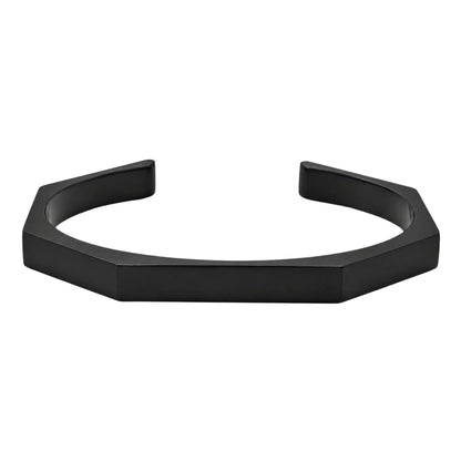 THE MEN THING Steel Bracelets ENGRAVED - ONYX HEX CUFF - Pure Stainless Steel Open Bangle Bracelet for Men & Boys