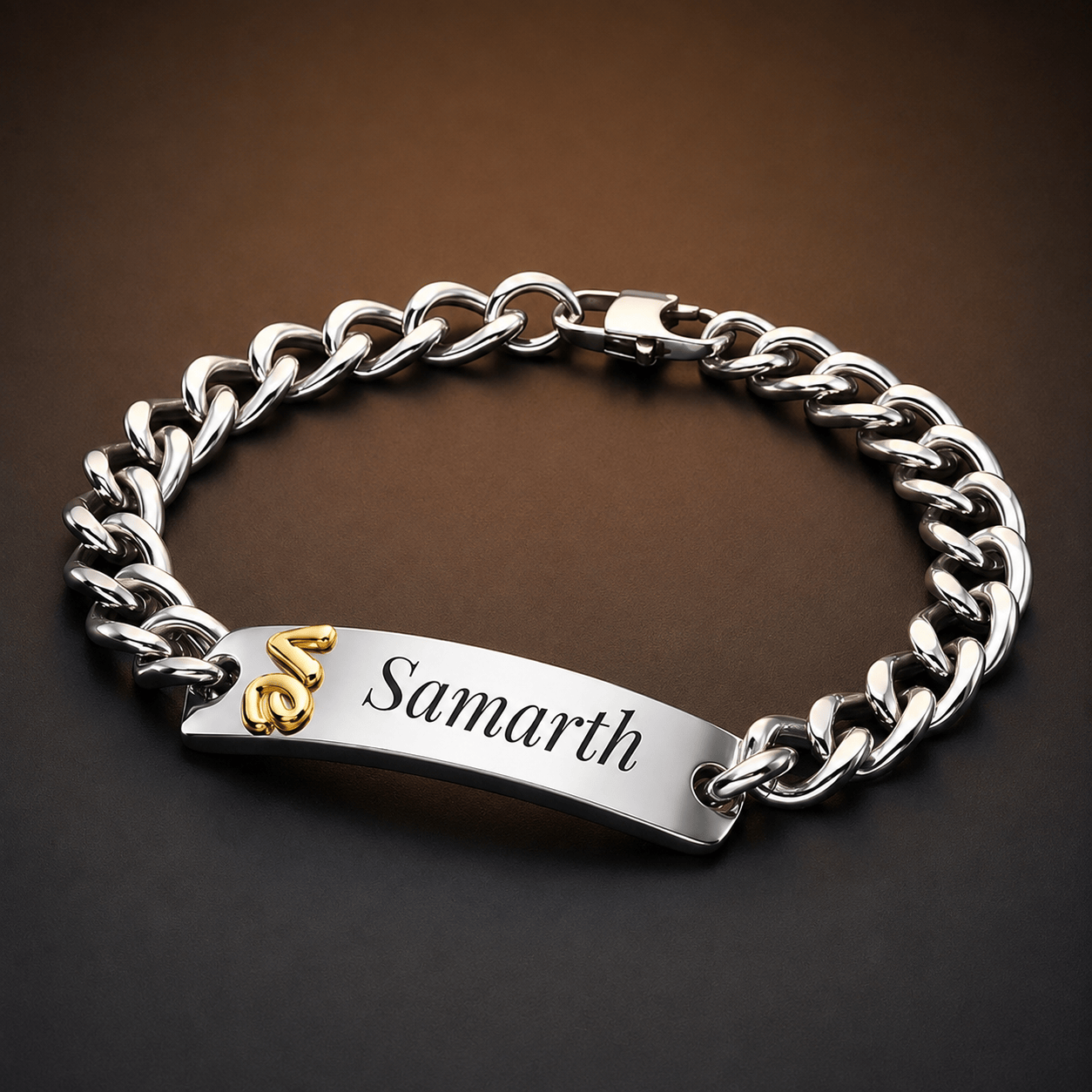 THE MEN THING Steel Bracelets ENGRAVED - PERSONA LINK - 11mm Pure Titanium Steel Bracelet with Lobster Clasp for Men & Boy (8.5 inch)