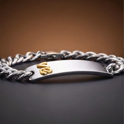 THE MEN THING Steel Bracelets ENGRAVED - PERSONA LINK - 11mm Pure Titanium Steel Bracelet with Lobster Clasp for Men & Boy (8.5 inch)