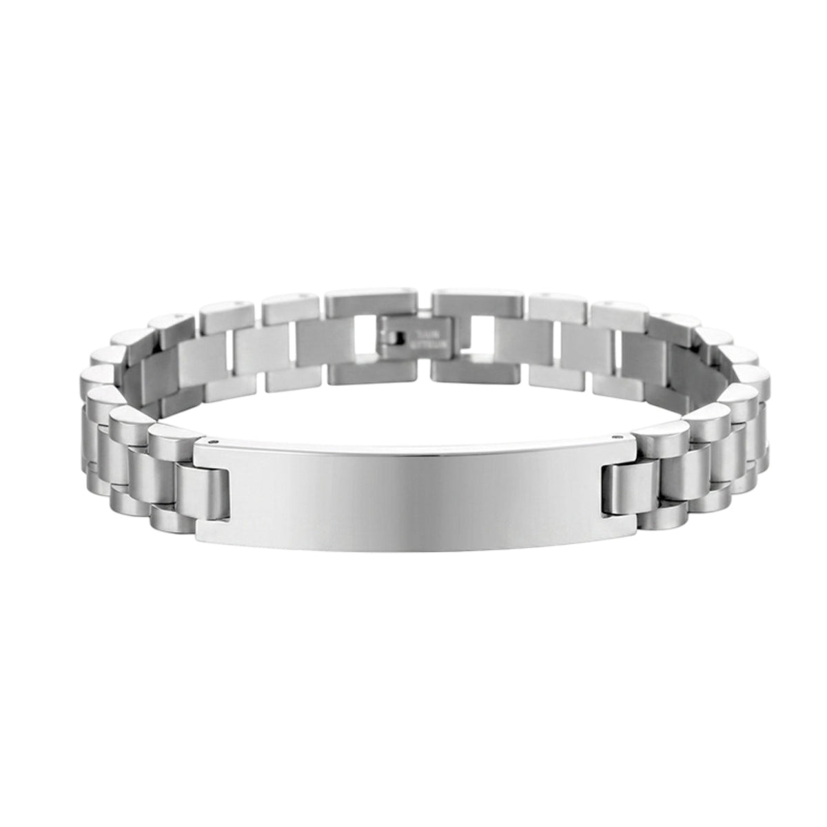 THE MEN THING Steel Bracelets ENGRAVED - PRIME AXIS - 10mm Pure Stainless Steel  Bracelet with Fold-Over Clasp for Men & Boys (9 inch )
